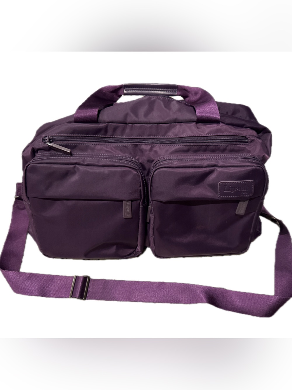 Lipault Travel City Paris Carry on Bag in Aubergine- Multi-Pocket Crossbody